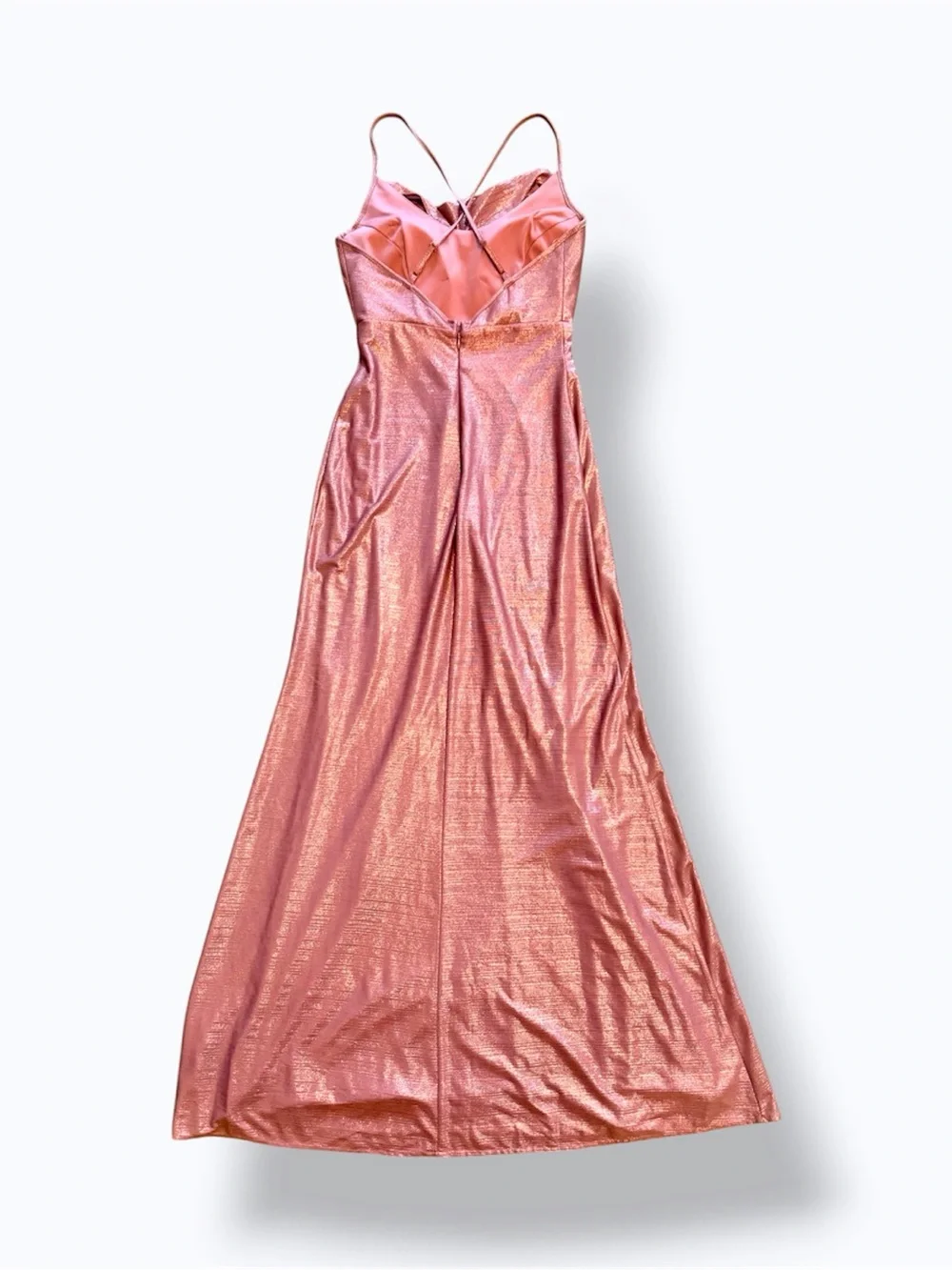 Morgan & Co. Metallic Pink Cowl Neck Maxi Dress - S - Picture 4 of 6